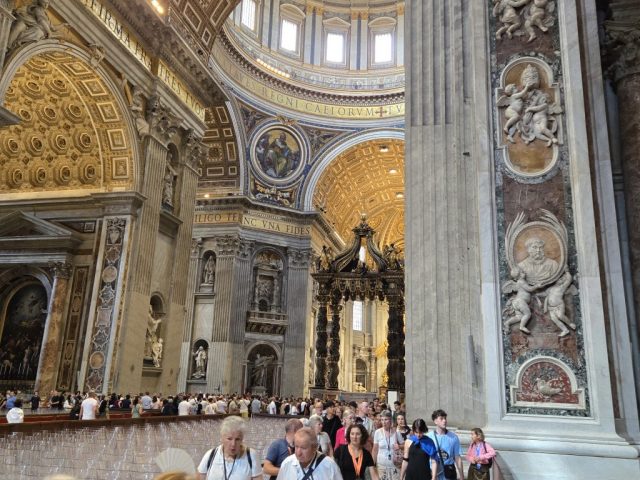 Main nave of St. Peter Basilica taken from the entrance to the line for the Holy Doors