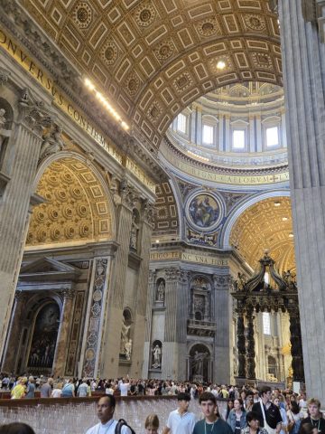 Main nave of St. Peter Basilica taken from the entrance to the line for the Holy Doors