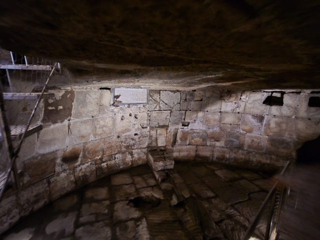 The cell in which Ss. Peter & Paul were held; it was accessable through a hole in the ceiling.