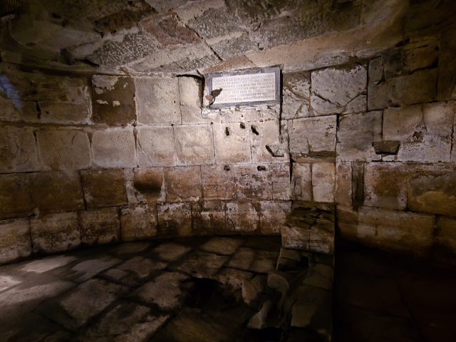 The cell in which Ss. Peter & Paul were held; it was accessable through a hole in the ceiling.