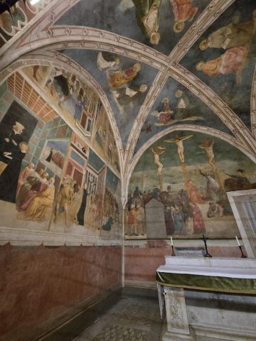 The 15th century chapel of St Catherine where, in the work Masolino da Panicale, we witness the dawn of the Renaissance.