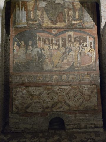 A fresco excavated from beneath the present church; likely present in the 4th century church.