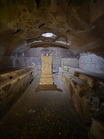 Around the end of the 2nd century this underground area was transformed into a temple complex by the followers of the Mithraic religion. This was centuries before St. Clement was built.