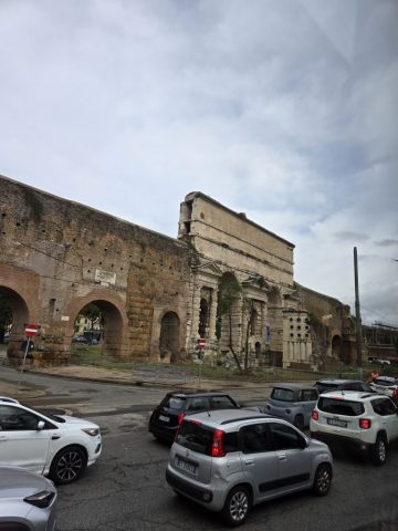 A 2-level aquaduct atop the Roman walls (As seen from the bus on our way to Alatri)