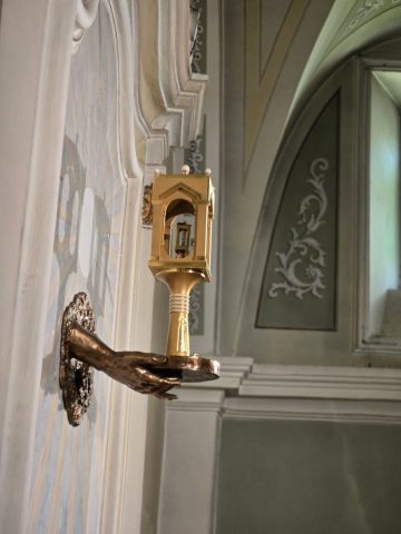 Eucharistic miracle relic in side chapel of St. Paul Cathedral, Alatri