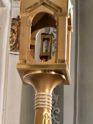 Eucharistic miracle relic in side chapel of St. Paul Cathedral, Alatri