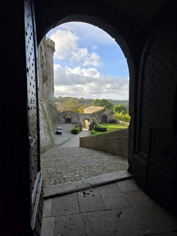 Looking out the front door of the Bracciano Castle