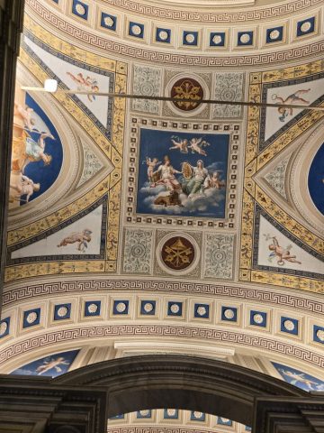 Intricate artwork on the ceiling of the Vatican Museum
