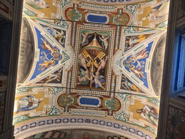 Intricate artwork on the ceiling of the Vatican Museum