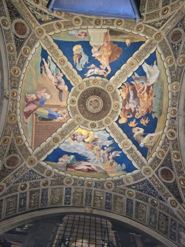 Intricate artwork on the ceiling of the Vatican Museum