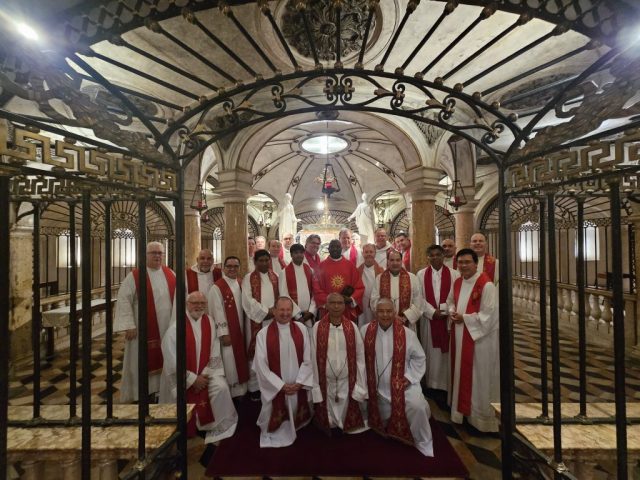 Mass in the crypt chapel at the Basilica of St. Andrea the Apostle