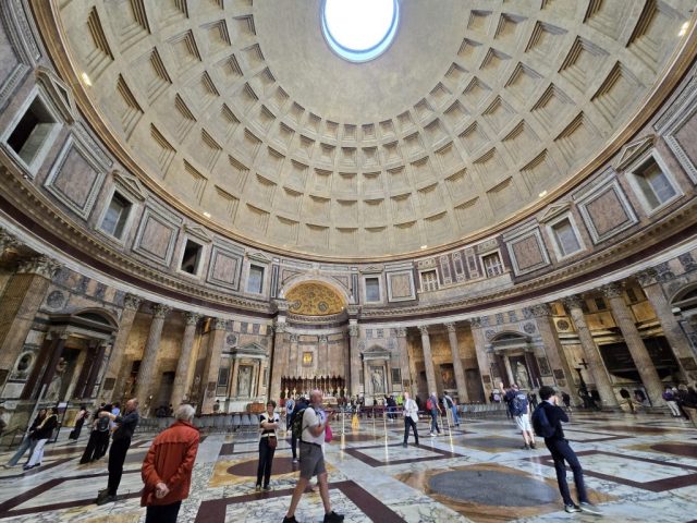 The oculus is one of the most striking and unique features of the Rome Pantheon. Located at the very top of the dome, it is a circular opening that allows light to stream into the interior of the building. The oculus is the only source of natural light in the Pantheon, and it is responsible for creating a dramatic effect that changes with the time of day and weather conditions.