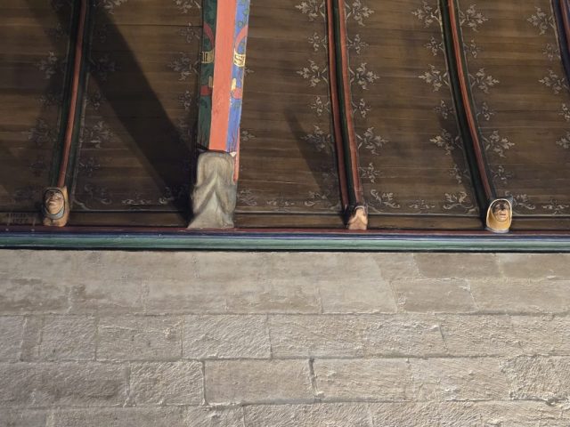 And, along the sides of the ceiling in the main hospice ward, were numerous charactures jutting out from the wall.