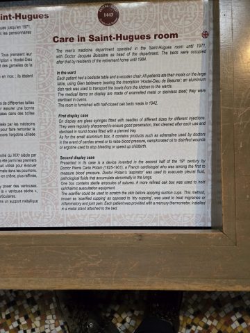As the hospice grew, a separate ward for men was established. This sign was hung in the smaller mens ward of the hospice.