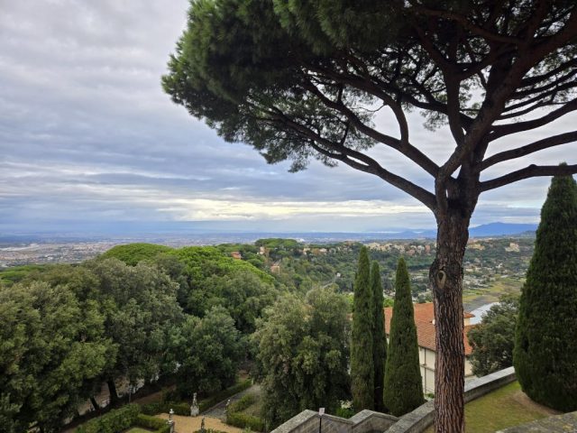 View from the rear balcony of Castel Gandolfo looking toward the city of Rome.
