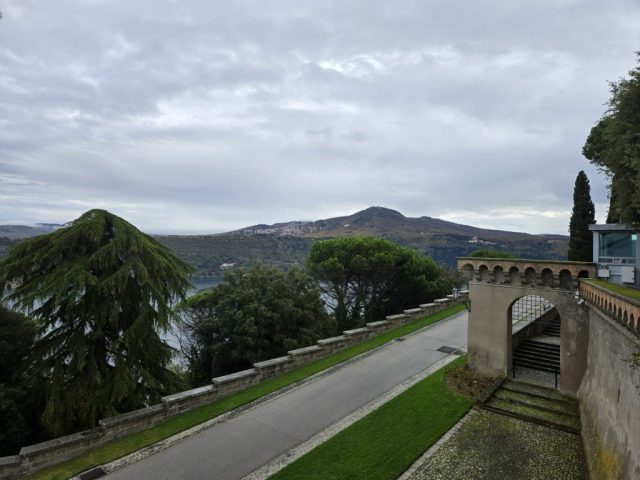 View from the rear balcony of Castel Gandolfo looking toward Lake Albano (a crater lake)