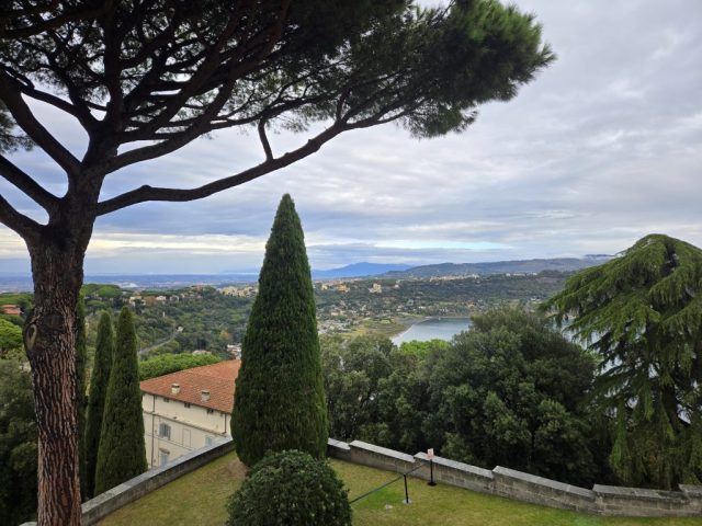View from the rear balcony of Castel Gandolfo looking toward Lake Albano (a crater lake)