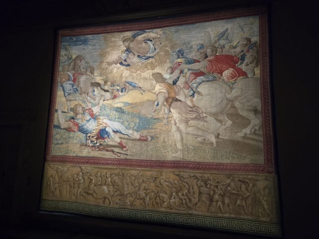 Handwoven tapestry depicting the conversion of St. Paul.