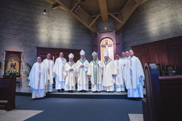 Standing alongside my classmates, two others ordained in 1986, and the bishops of Cleveland. Of the 7 of us ordained on 7 June 1986, 5 of us remain in active ministry.